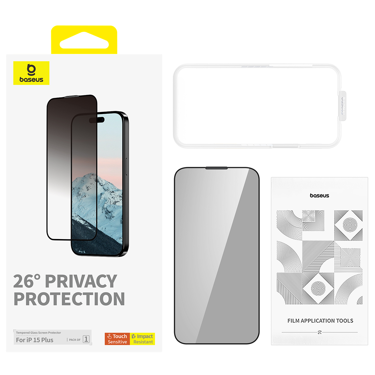 PROTECTOR IPHONE 15 PLUS BASEUS P60057405203-02 LÁMINA ANTI ESPÍA DIAMOND SERIES - 2