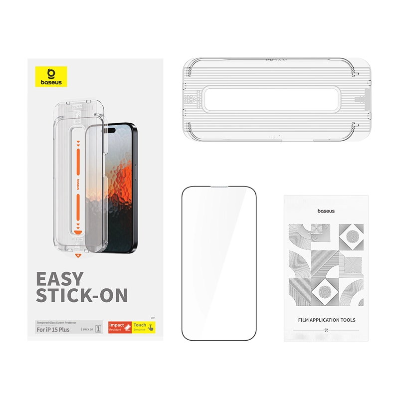 PROTECTOR IPHONE 15 PLUS BASEUS P60057504203-02 LÁMINA VIDRIO TEMPLADO HD SERIES SAPPHIRE - 2