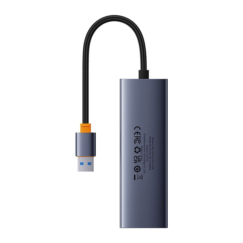 ADAPTADOR BASEUS HUB 4 EN 1 USB A 3 PUERTOS USB 3.0 + ETHERNET RJ45 - GRIS - 2