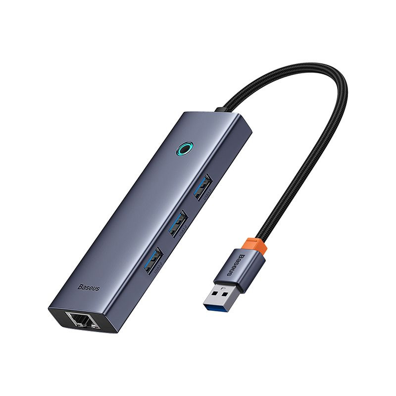 ADAPTADOR BASEUS HUB 4 EN 1 USB A 3 PUERTOS USB 3.0 + ETHERNET RJ45 - GRIS - 3