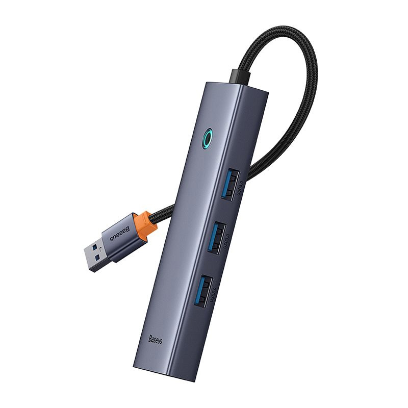 ADAPTADOR BASEUS HUB 4 EN 1 USB A 3 PUERTOS USB 3.0 + ETHERNET RJ45 - GRIS - 4