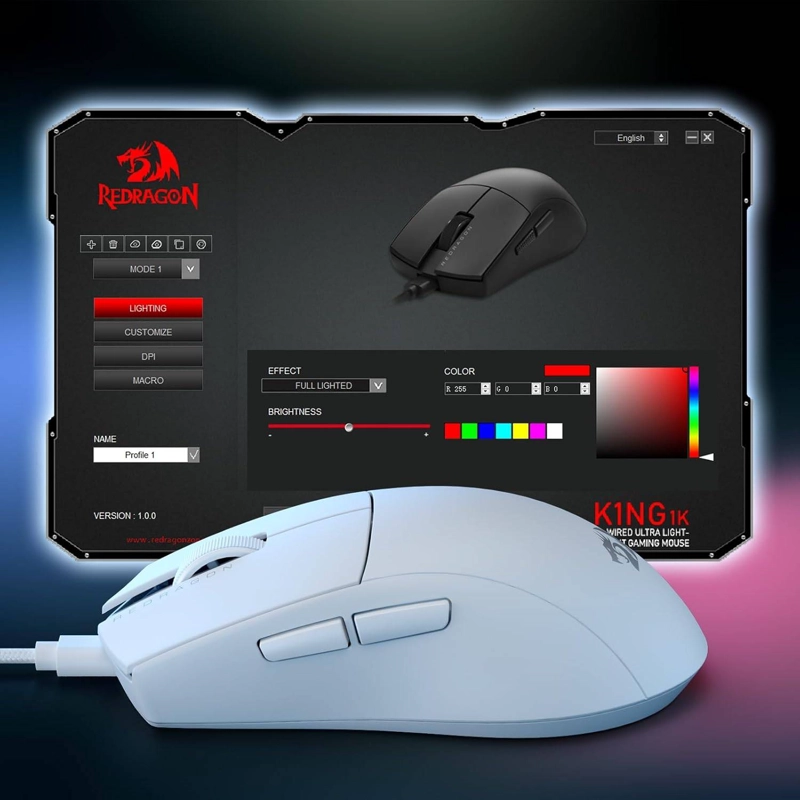 MOUSE GAMER REDRAGON KING M724W - BLANCO - 2