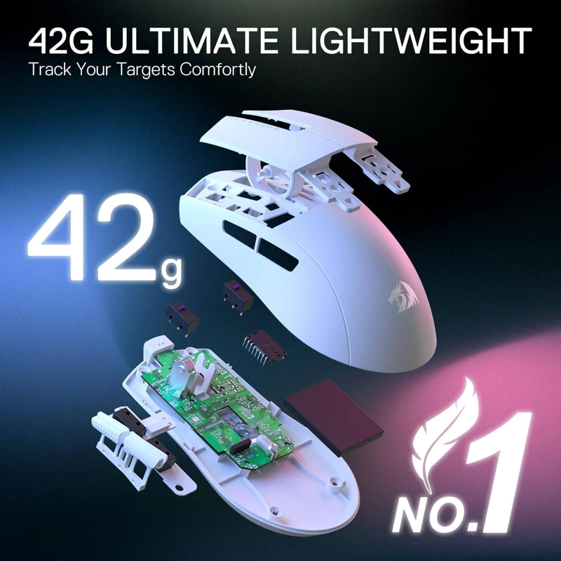 MOUSE GAMER REDRAGON KING M724W - BLANCO - 3
