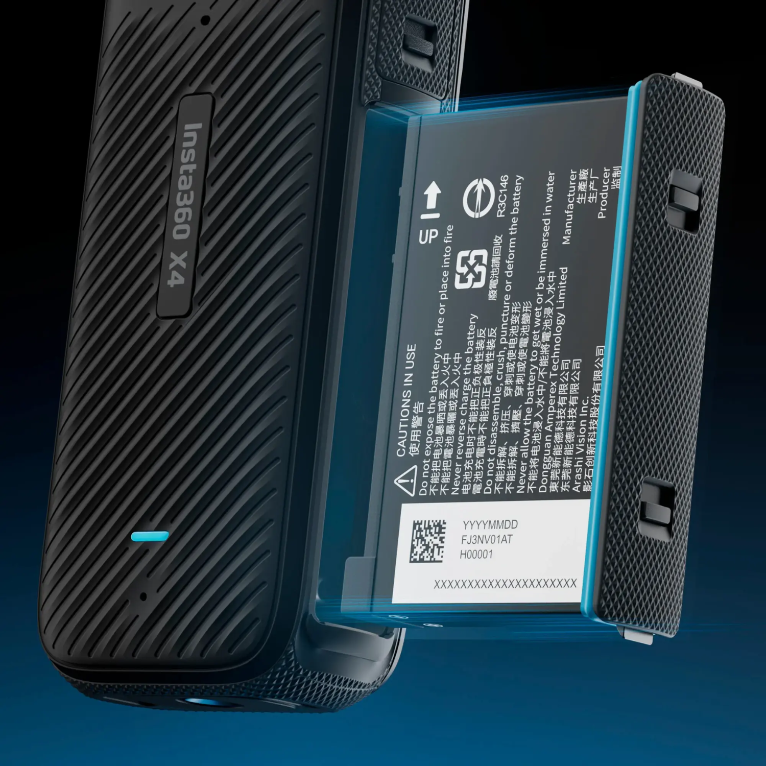 BATERÍA RECARGABLE INSTA360 DE 2290MAH PARA CÁMARA DE ACCIÓN X4 - 5