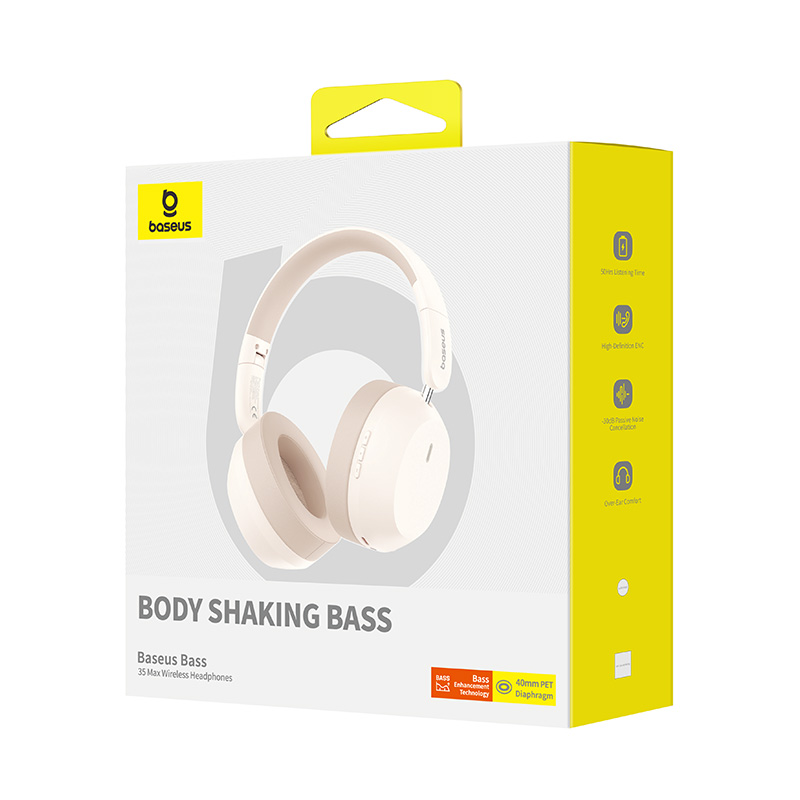 AUDÍFONOS INALÁMBRICOS BLUETOOTH BASEUS BASS 35 MAX - BLANCO - 7