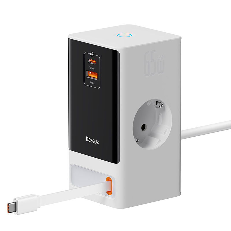 CARGADOR BASEUS POWERCOMBO DIGITAL POWERSTRIP (AC-TIPO C-USB-A) - 65W - BLANCO - 2