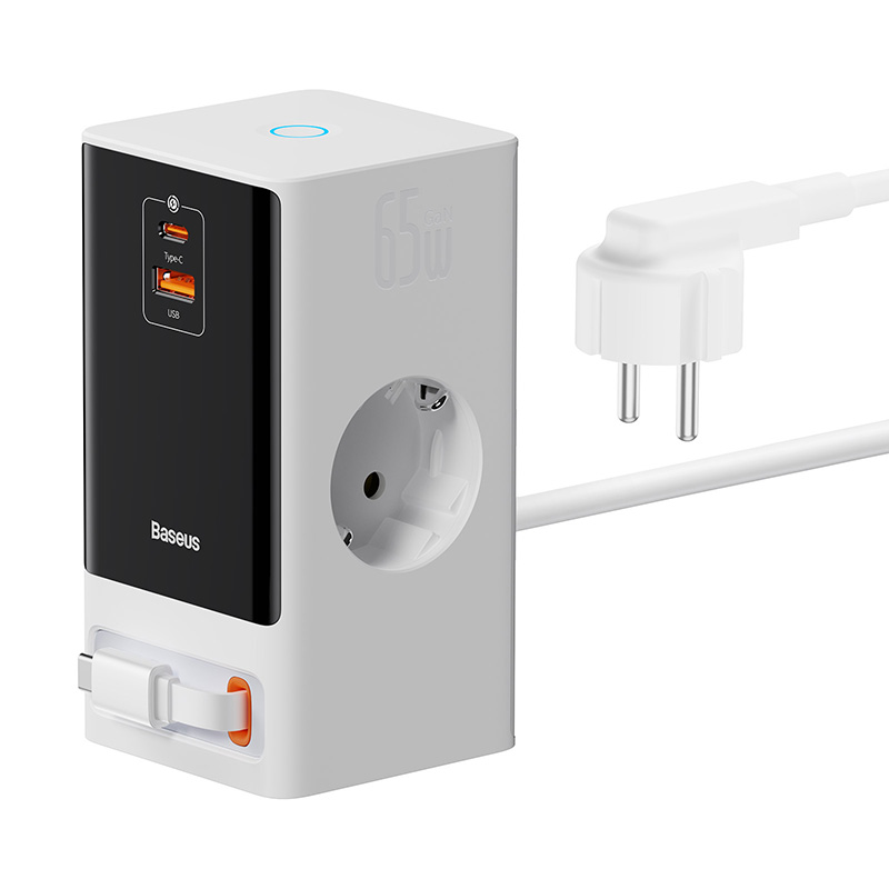 CARGADOR BASEUS POWERCOMBO DIGITAL POWERSTRIP (AC-TIPO C-USB-A) - 65W - BLANCO - 3
