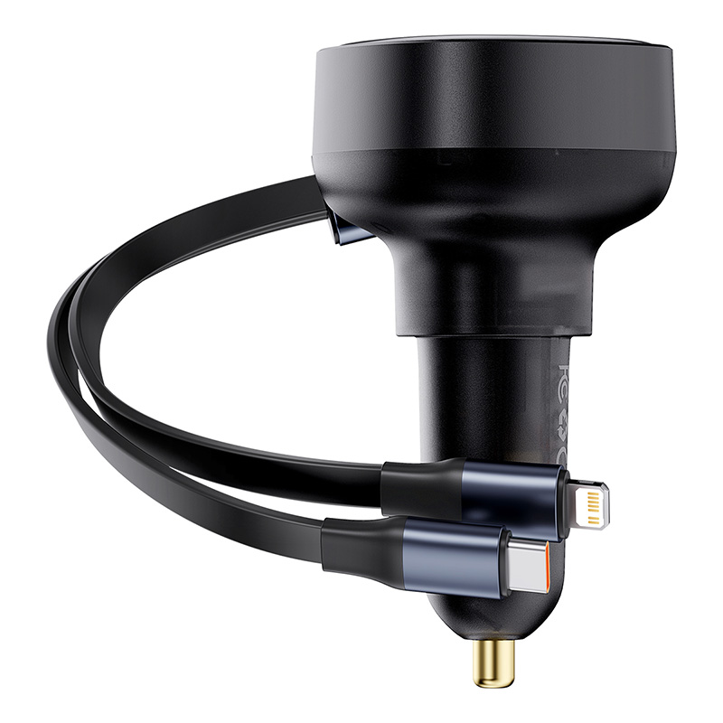 CARGADOR DE SMARTPHONE PARA AUTO BASEUS ENJOYMENT TIPO C CON CABLE TIPO C Y LIGHTNING - 60W - NEGRO - 4