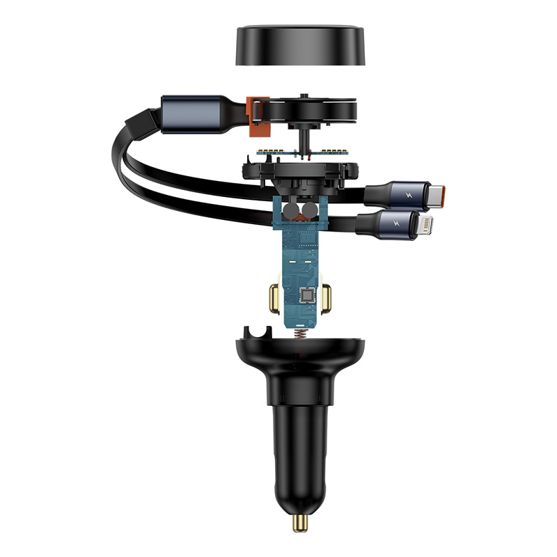 CARGADOR DE SMARTPHONE PARA AUTO BASEUS ENJOYMENT TIPO C CON CABLE TIPO C Y LIGHTNING - 60W - NEGRO - 5
