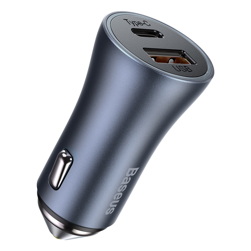 CARGADOR DOBLE RÁPIDO DE AUTO BASEUS GOLDEN CONTACTOR PRO USB + TIPO C - 40W - GRIS - 2