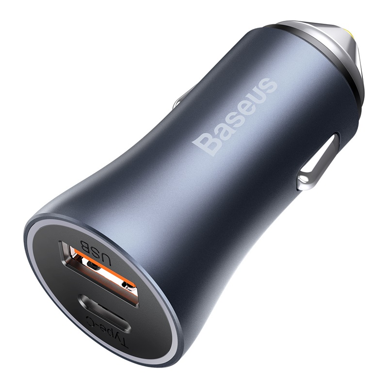 CARGADOR DOBLE RÁPIDO DE AUTO BASEUS GOLDEN CONTACTOR PRO USB + TIPO C - 40W - GRIS - 3