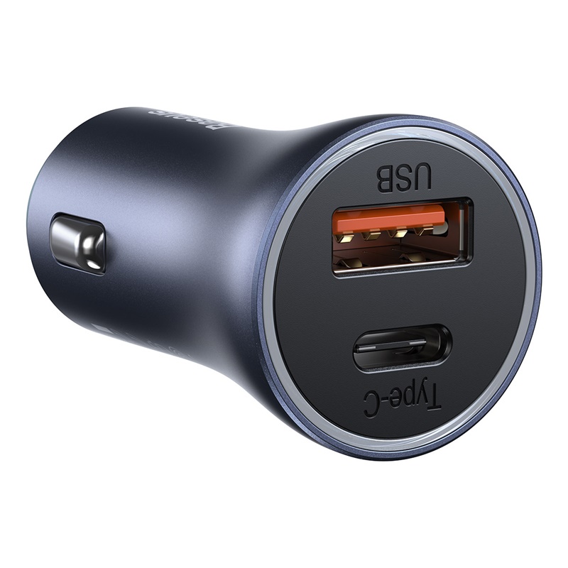 CARGADOR DOBLE RÁPIDO DE AUTO BASEUS GOLDEN CONTACTOR PRO USB + TIPO C - 40W - GRIS - 4