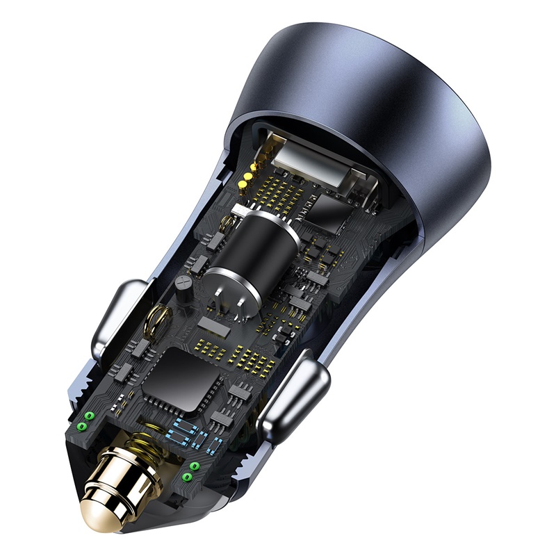 CARGADOR DOBLE RÁPIDO DE AUTO BASEUS GOLDEN CONTACTOR PRO USB + TIPO C - 40W - GRIS - 6