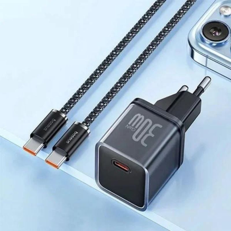 MINI CARGADOR RÁPIDO BASEUS GAN5 30W USB-C - INCLUYE CABLE TIPO C - 4