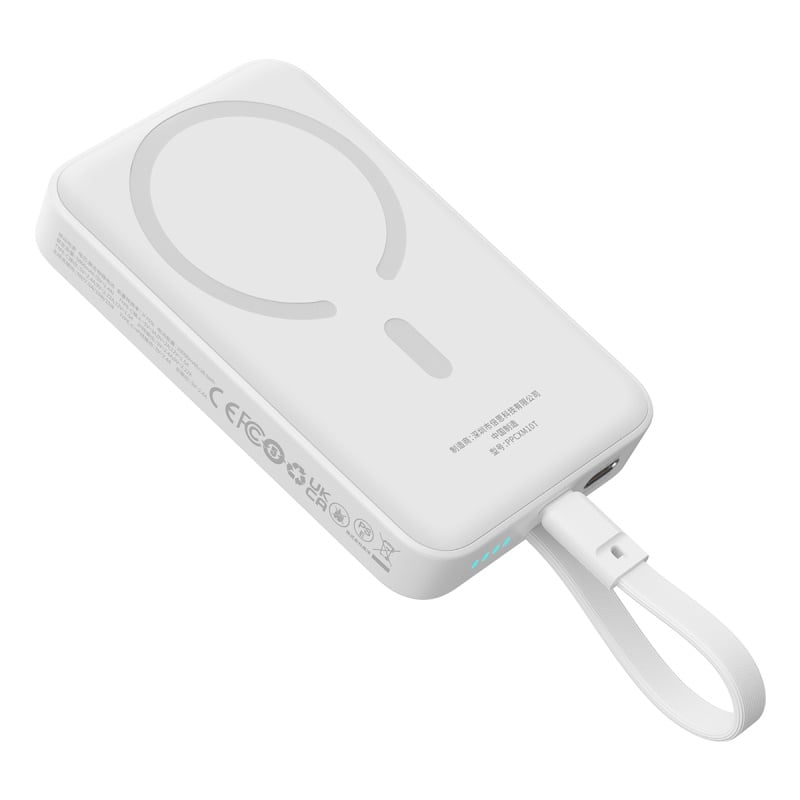 POWERBANK BASEUS MAGNÉTICO MINI CARGA RÁPIDA INALÁMBRICA 30W 10000MAH - TIPO C - BLANCO - 4