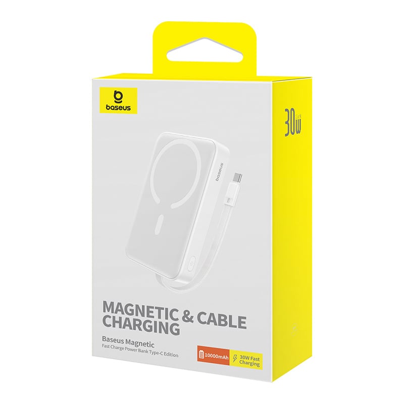POWERBANK BASEUS MAGNÉTICO MINI CARGA RÁPIDA INALÁMBRICA 30W 10000MAH - TIPO C - BLANCO - 7