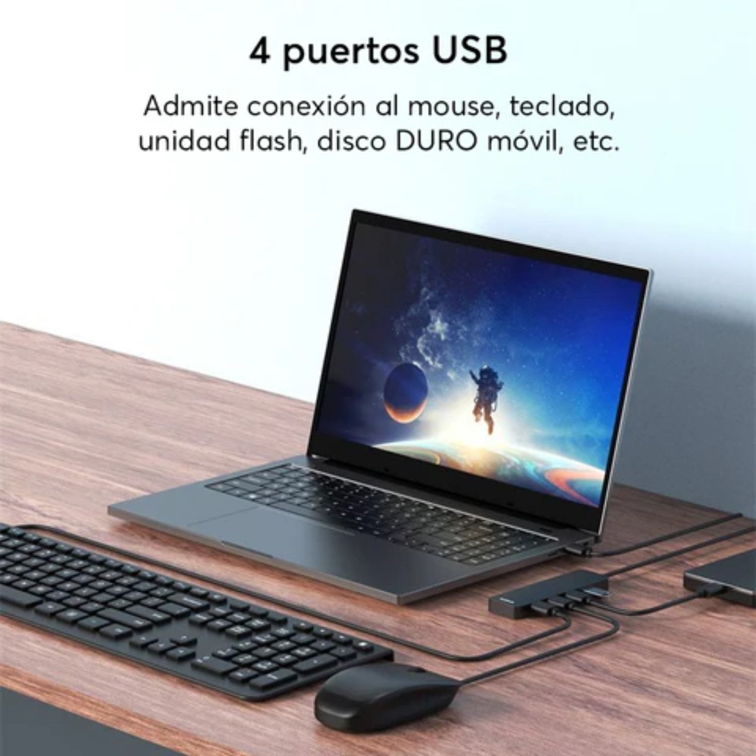 ADAPTADOR BASEUS HUB 50CM USB-A A USB 3.0 X 4 5 GBPS ULTRAJOY SERIES NEGRO - 2