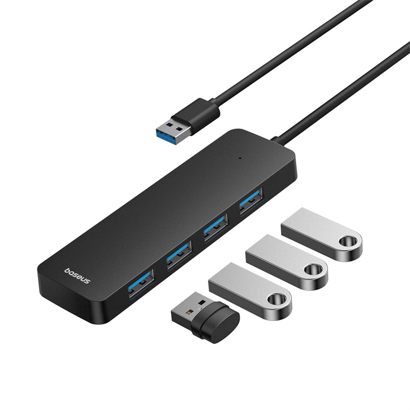 ADAPTADOR BASEUS HUB 50CM USB-A A USB 3.0 X 4 5 GBPS ULTRAJOY SERIES NEGRO - 5
