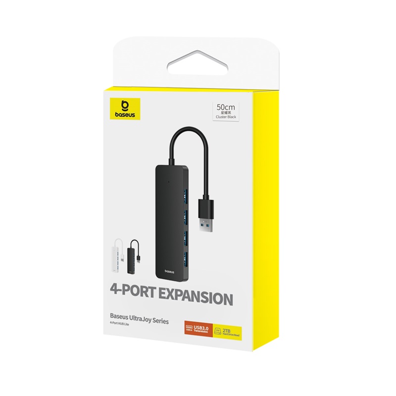 ADAPTADOR BASEUS HUB 50CM USB-A A USB 3.0 X 4 5 GBPS ULTRAJOY SERIES NEGRO - 9