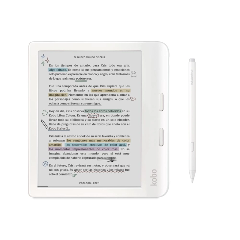 LECTOR E READER KOBO LIBRA COLOUR BLANCO CON LÁPIZ STYLUS 2 BLANCO