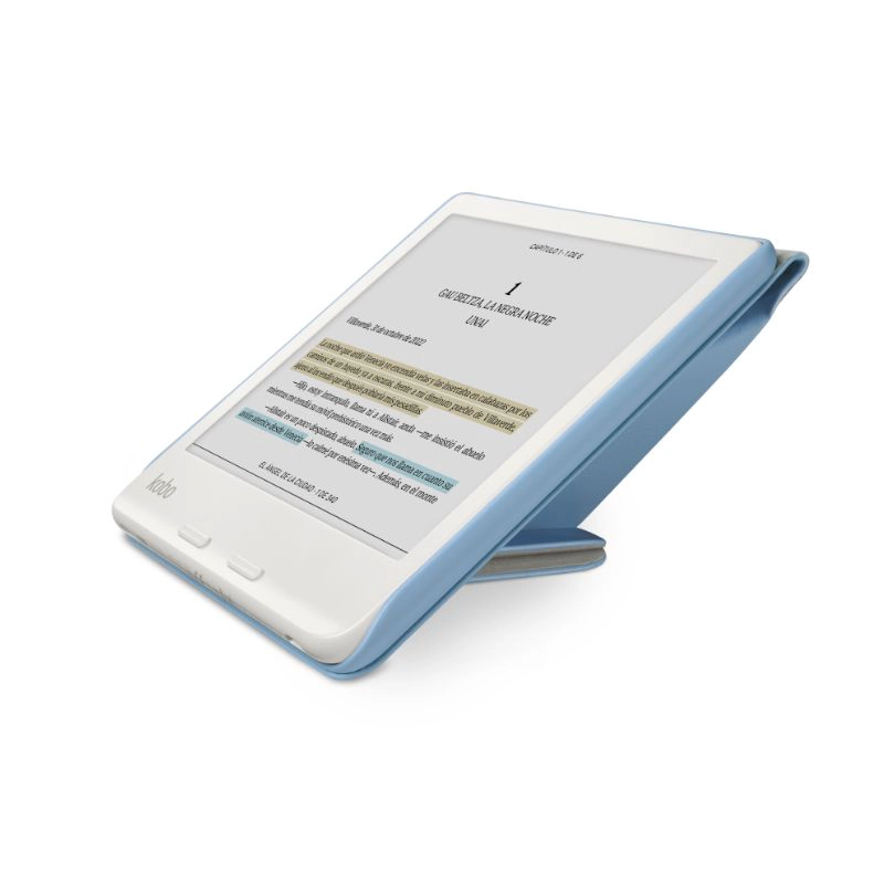 LECTOR E READER KOBO LIBRA COLOUR BLANCO CON FUNDA SLEEPCOVER AZUL - 4