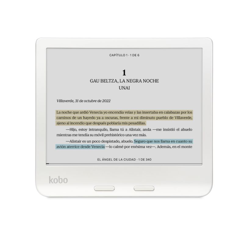 LECTOR E READER KOBO LIBRA COLOUR BLANCO CON FUNDA SLEEPCOVER AMARILLO - 6