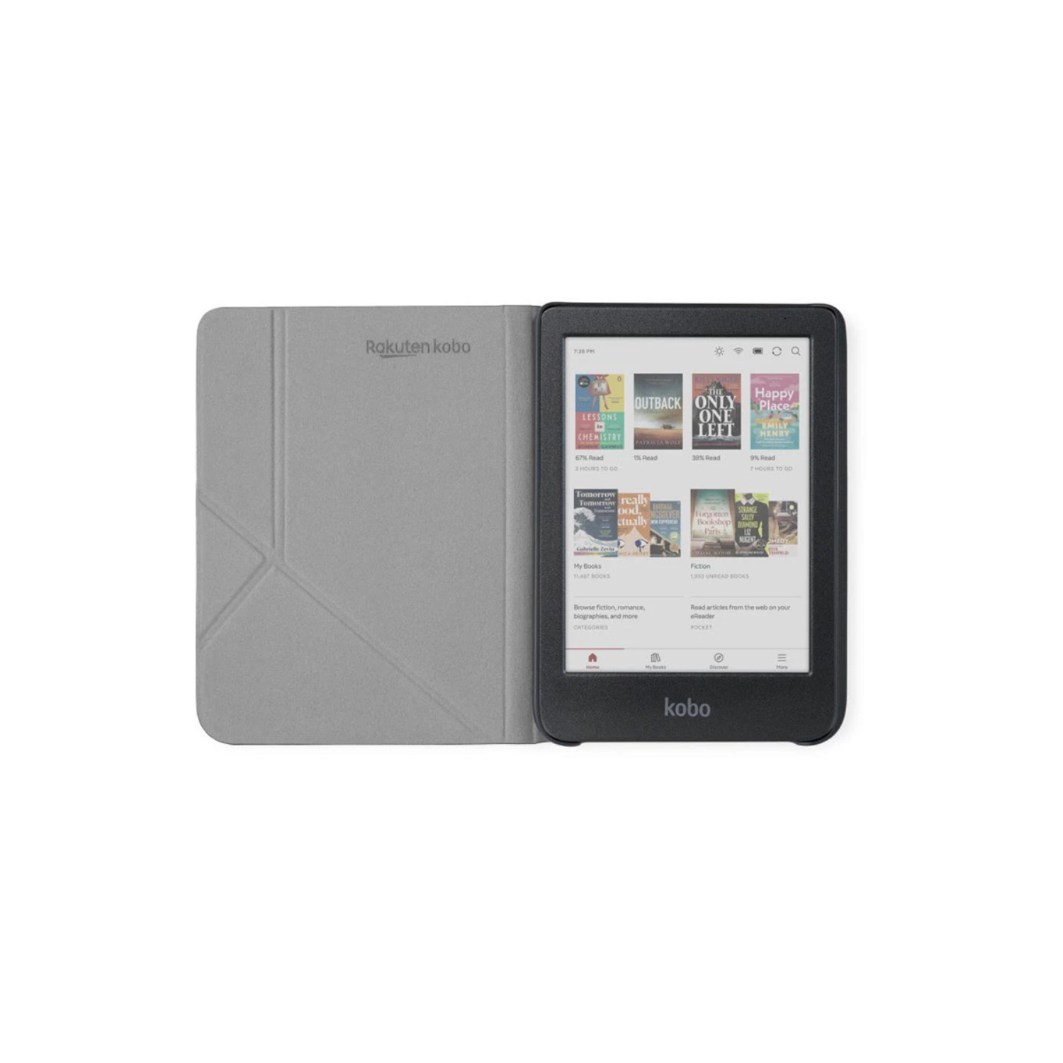 LECTOR E READER KOBO CLARA COLOUR NEGRO CON FUNDA SLEEPCOVER VERDE - 2