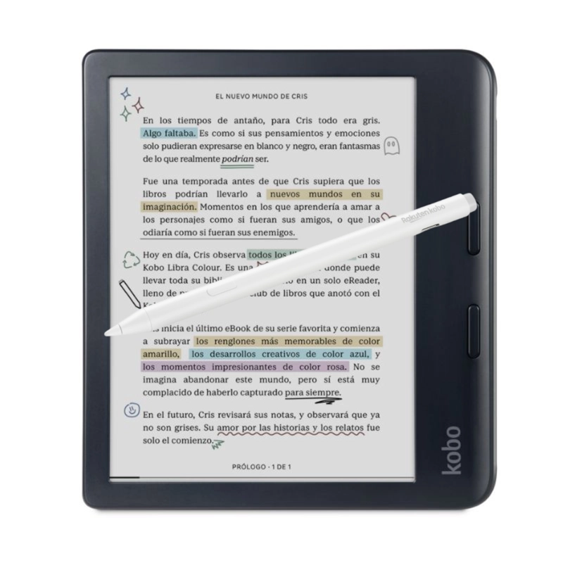 LECTOR E READER KOBO LIBRA COLOUR HD 7' 32GB NEGRO CON LÁPIZ STYLUS 2 BLANCO - 1
