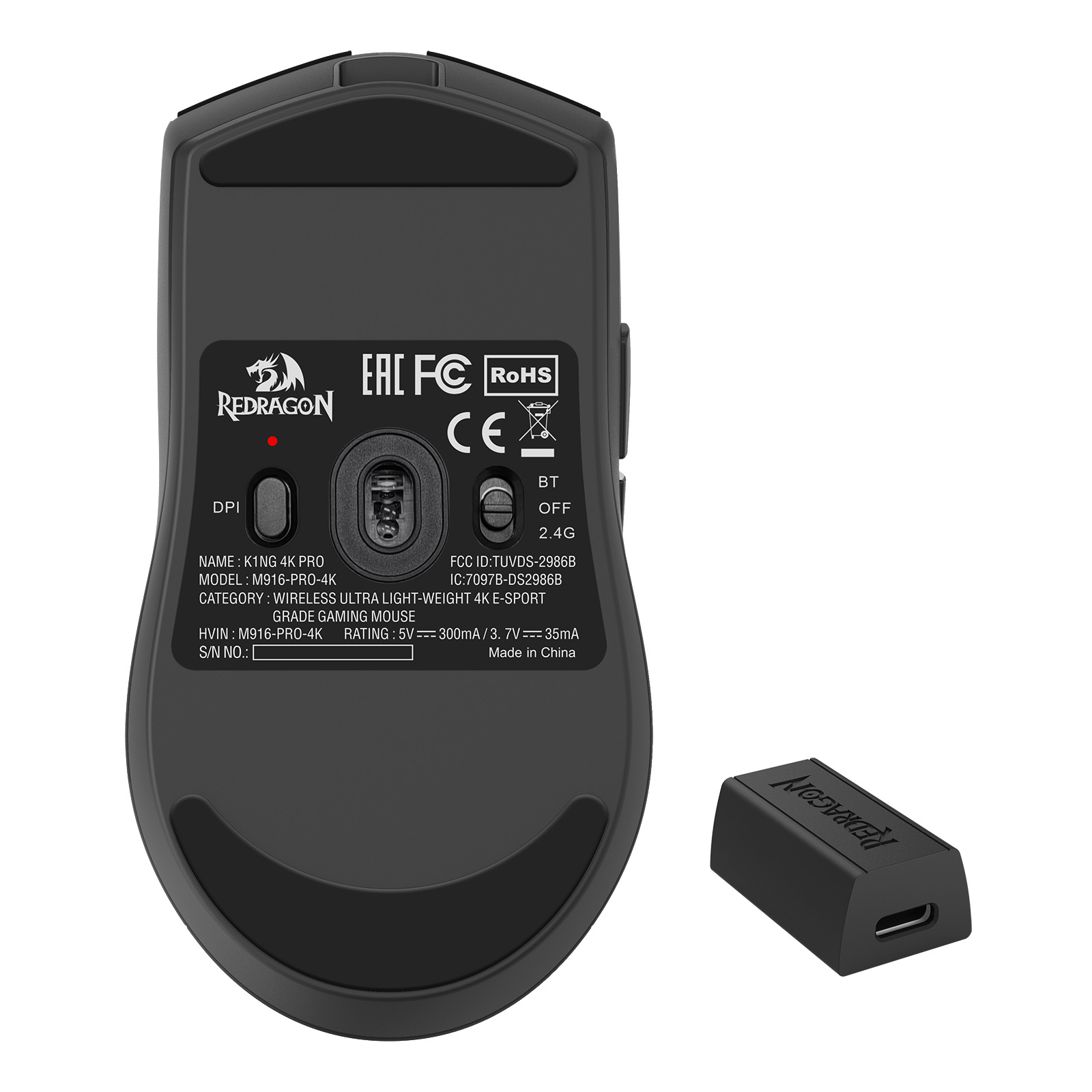 MOUSE GAMER REDRAGON KING PRO M916 4K HZ NEGRO - 7
