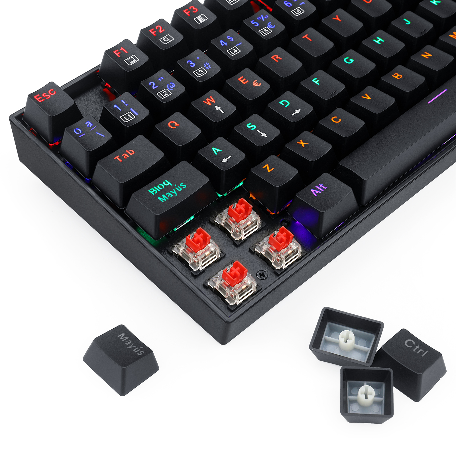Teclado Gamer KUMARA 2 K552R-SP Rainbow Switch Red Negro - 10