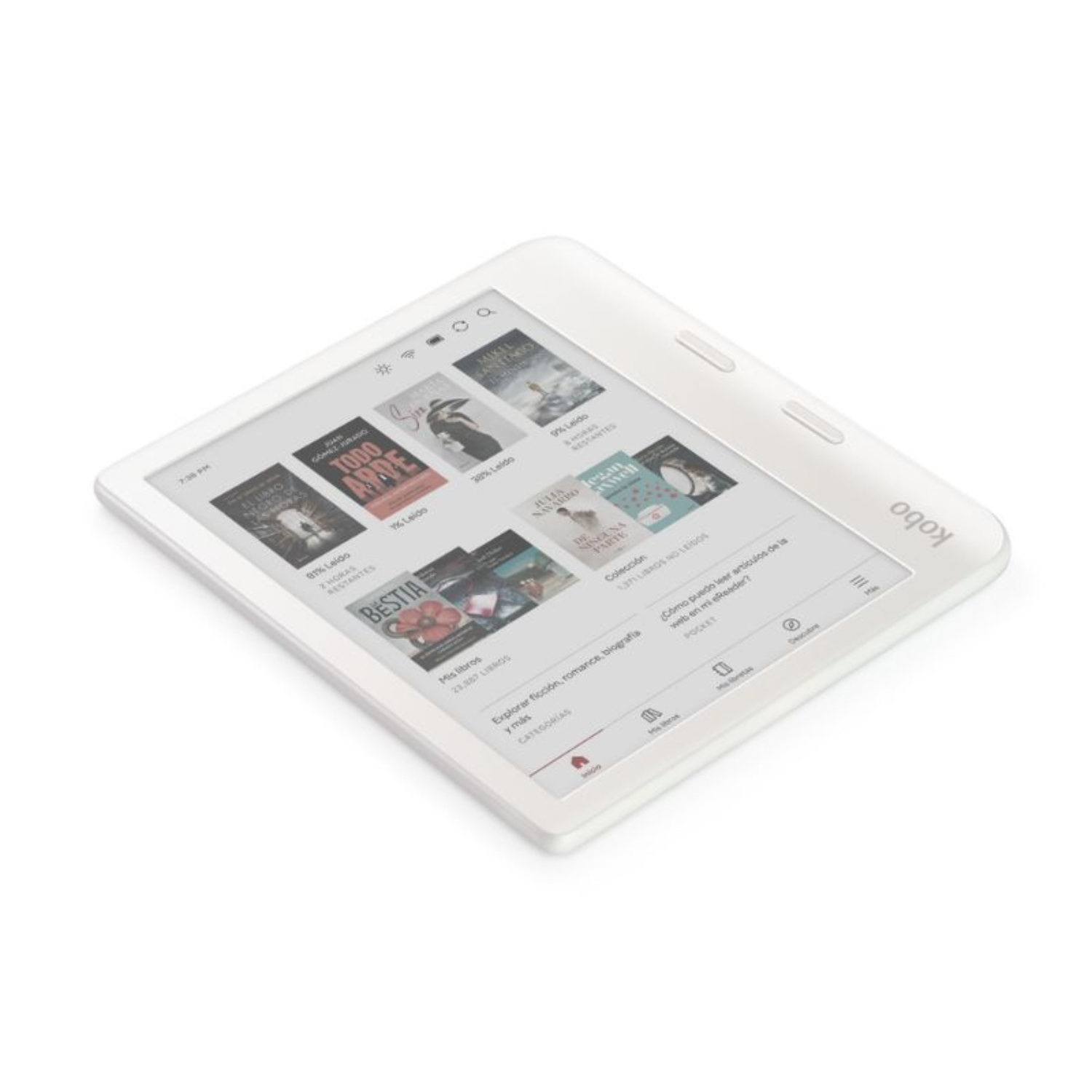 LECTOR E READER KOBO LIBRA COLOUR BLANCO CON FUNDA SLEEPCOVER BEIGE - 4