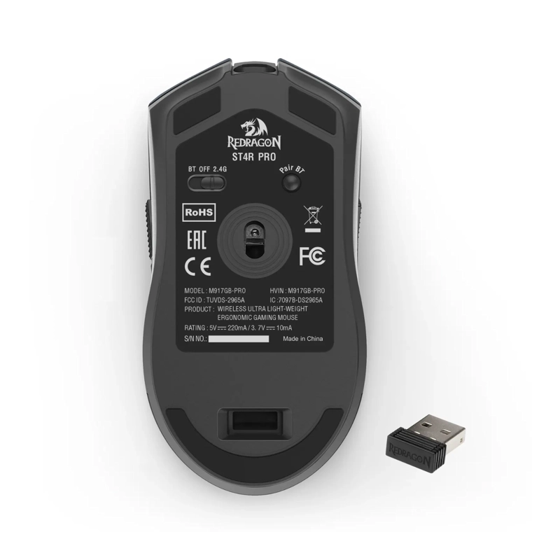 MOUSE GAMER REDRAGON ST4R PRO INALÁMBRICO GRIS - 3