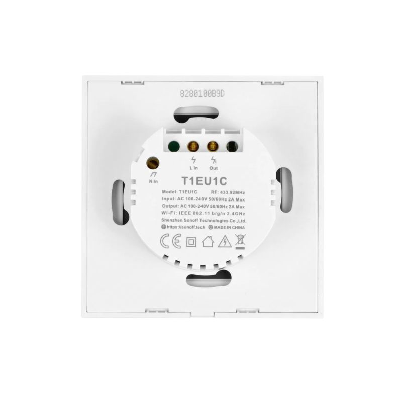 INTERRUPTOR DE PARED TÁCTIL WIFI SONOFF TX T1EU1C 1 CANAL BLANCO - 8