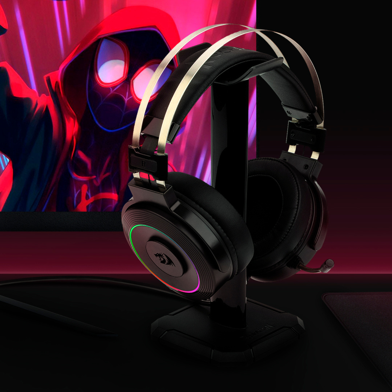 Audifono Gamer Redragon Lamia H320 RGB USB Negro con Soporte - 2