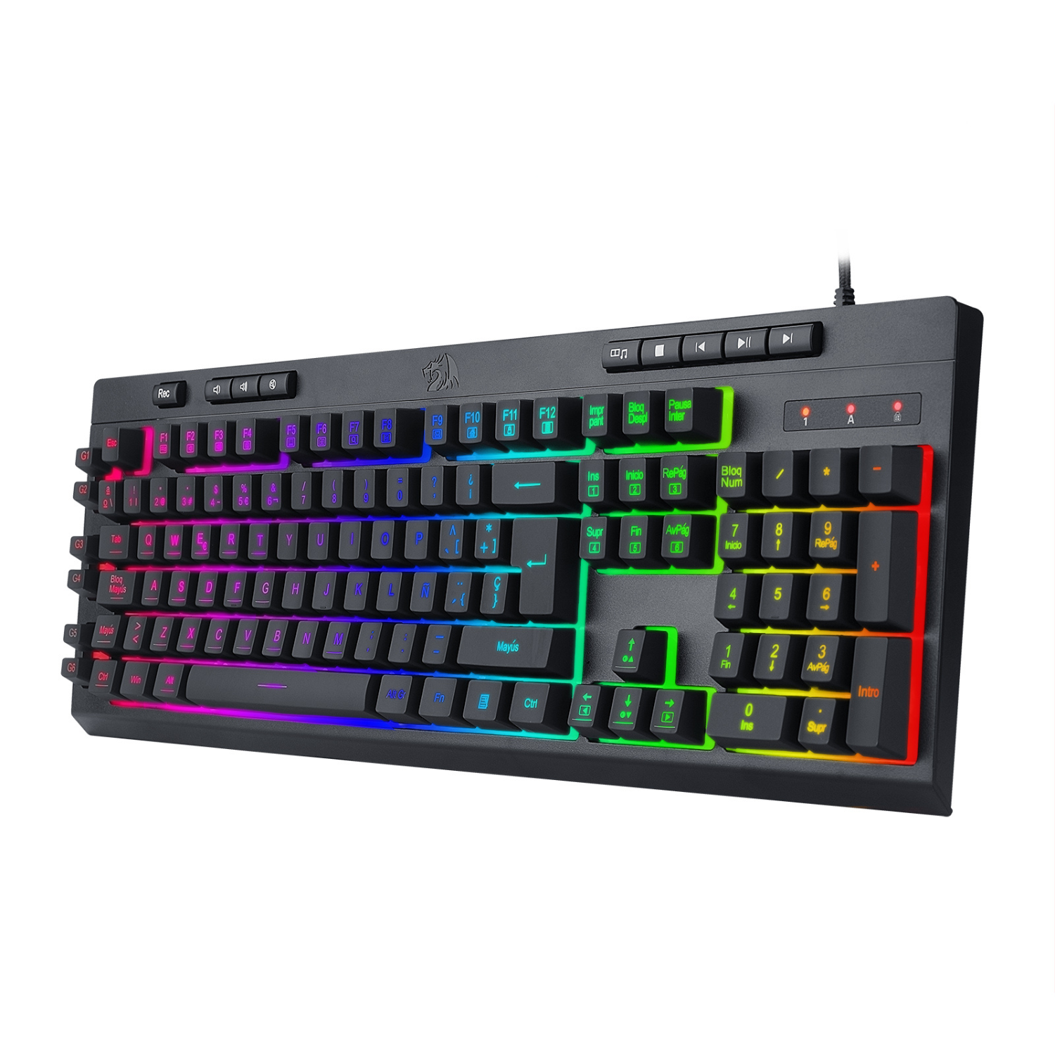 TECLADO GAMER REDRAGON SHIVA 512 RGB ESPAÑOL EN COLOR NEGRO - 2
