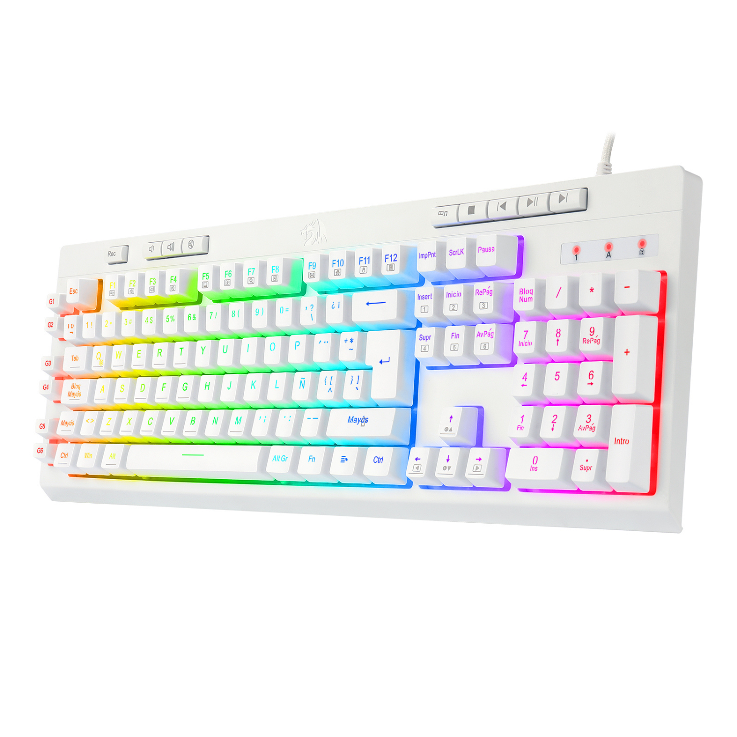 TECLADO GAMER REDRAGON SHIVA 512 RGB ESPAÑOL EN COLOR BLANCO - 2