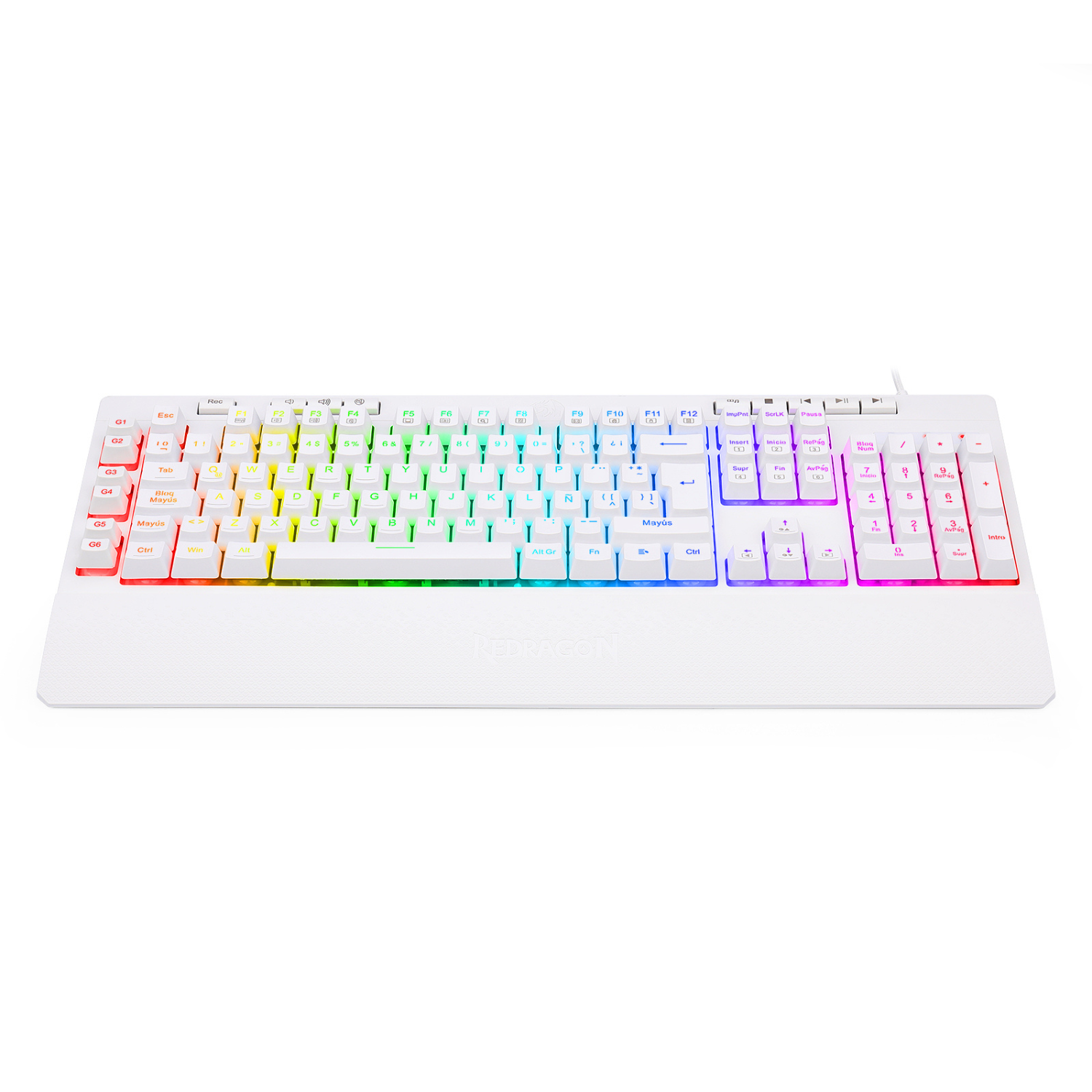 TECLADO GAMER REDRAGON SHIVA 512 RGB ESPAÑOL EN COLOR BLANCO - 3