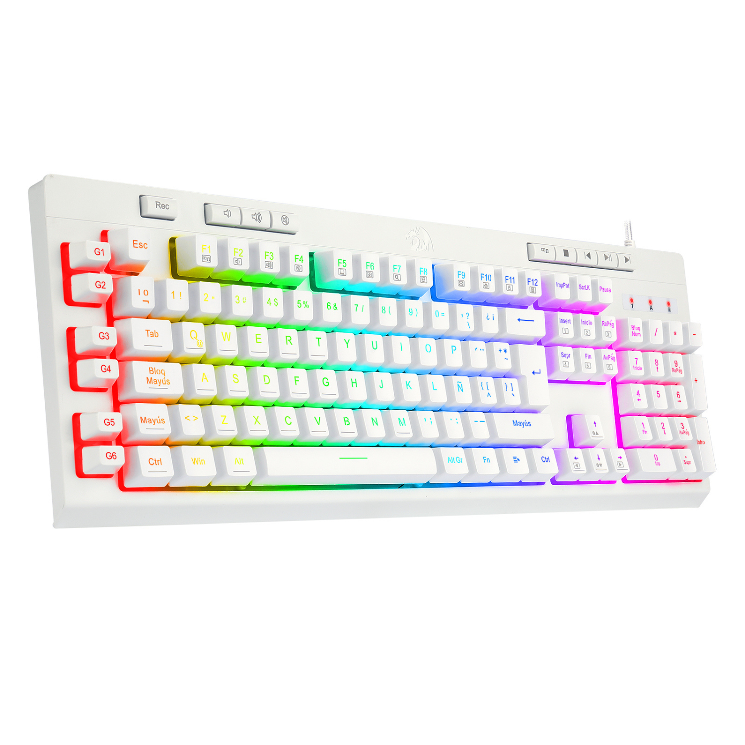 TECLADO GAMER REDRAGON SHIVA 512 RGB ESPAÑOL EN COLOR BLANCO - 4