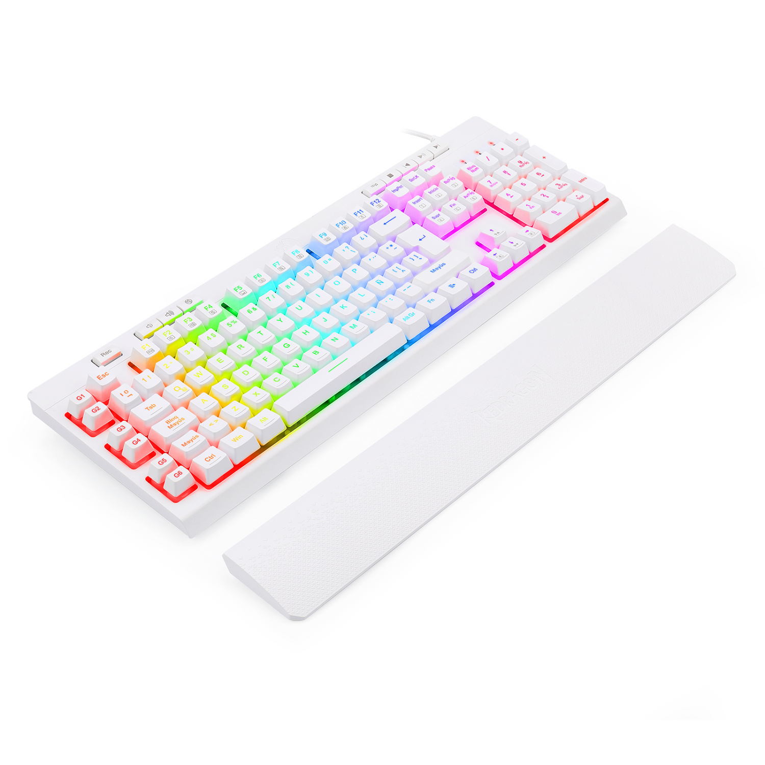 TECLADO GAMER REDRAGON SHIVA 512 RGB ESPAÑOL EN COLOR BLANCO - 5