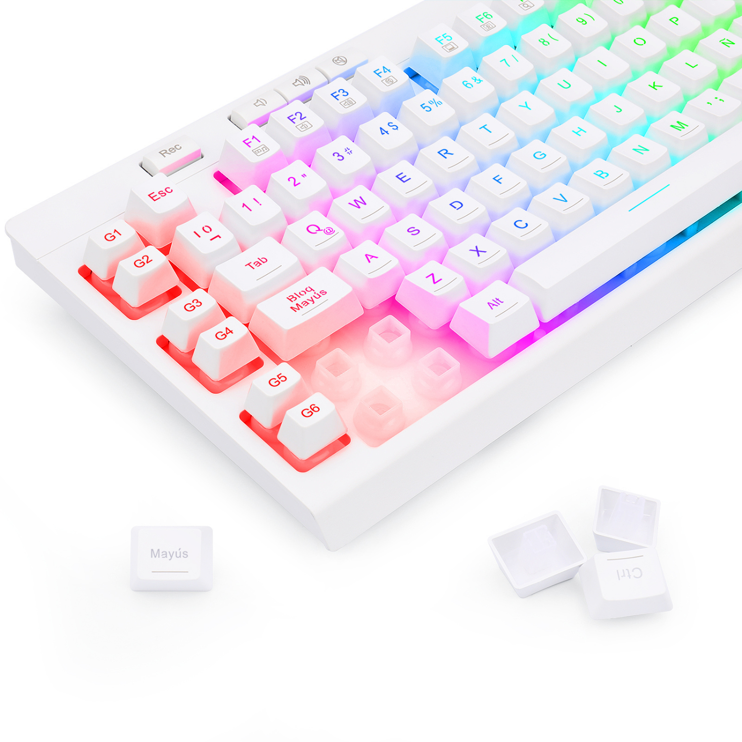TECLADO GAMER REDRAGON SHIVA 512 RGB ESPAÑOL EN COLOR BLANCO - 7