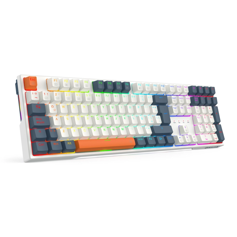 TECLADO GAMER REDRAGON TRUNDLE K668WBO RGB SWITCH RED ESPAÑOL EN COLOR BLANCO - 2