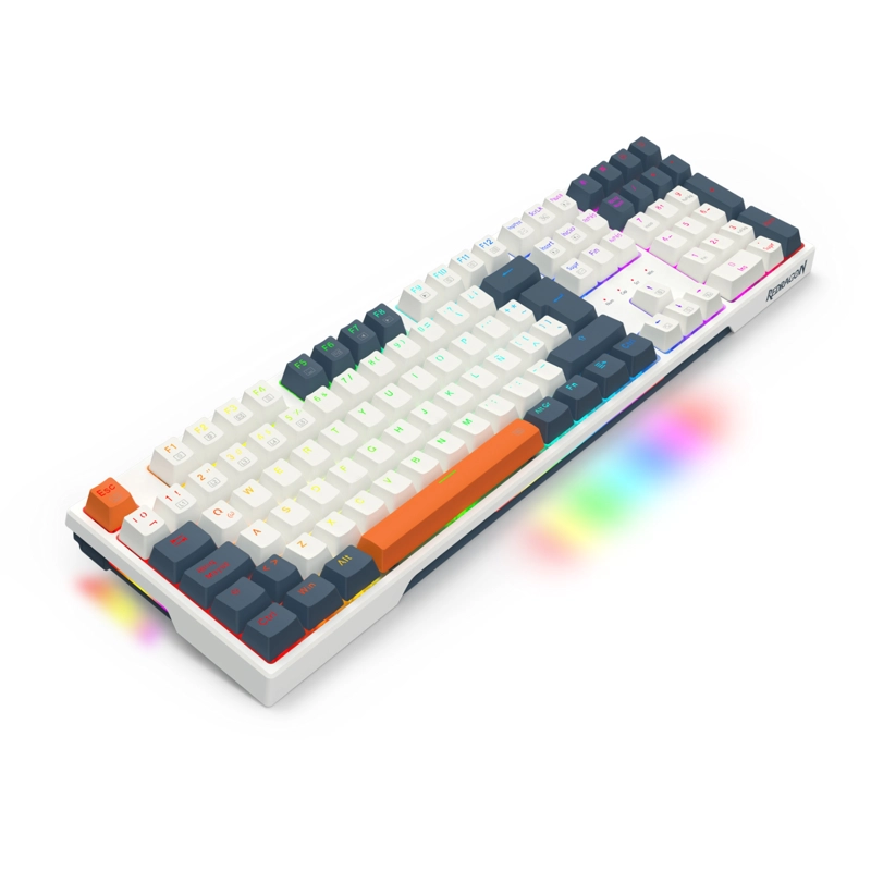 TECLADO GAMER REDRAGON TRUNDLE K668WBO RGB SWITCH RED ESPAÑOL EN COLOR BLANCO - 7
