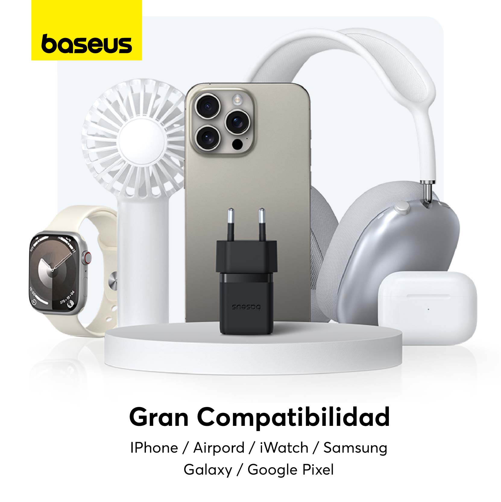 CARGADOR RÁPIDO BASEUS PALM CLUSTER USB Y TIPO C 30W EN COLOR NEGRO - 6