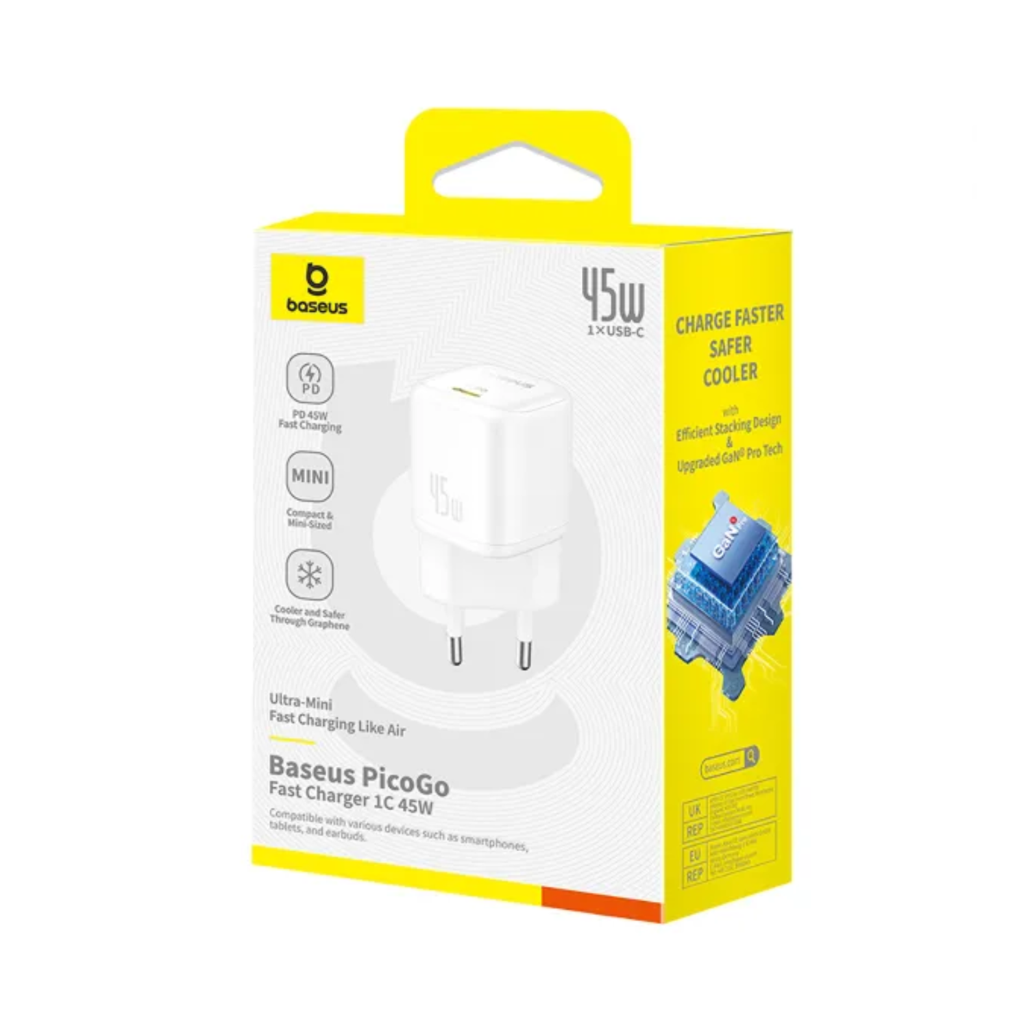 CARGADOR RÁPIDO BASEUS PICOGO GAN6 USB C 45W EN COLOR BLANCO - 8