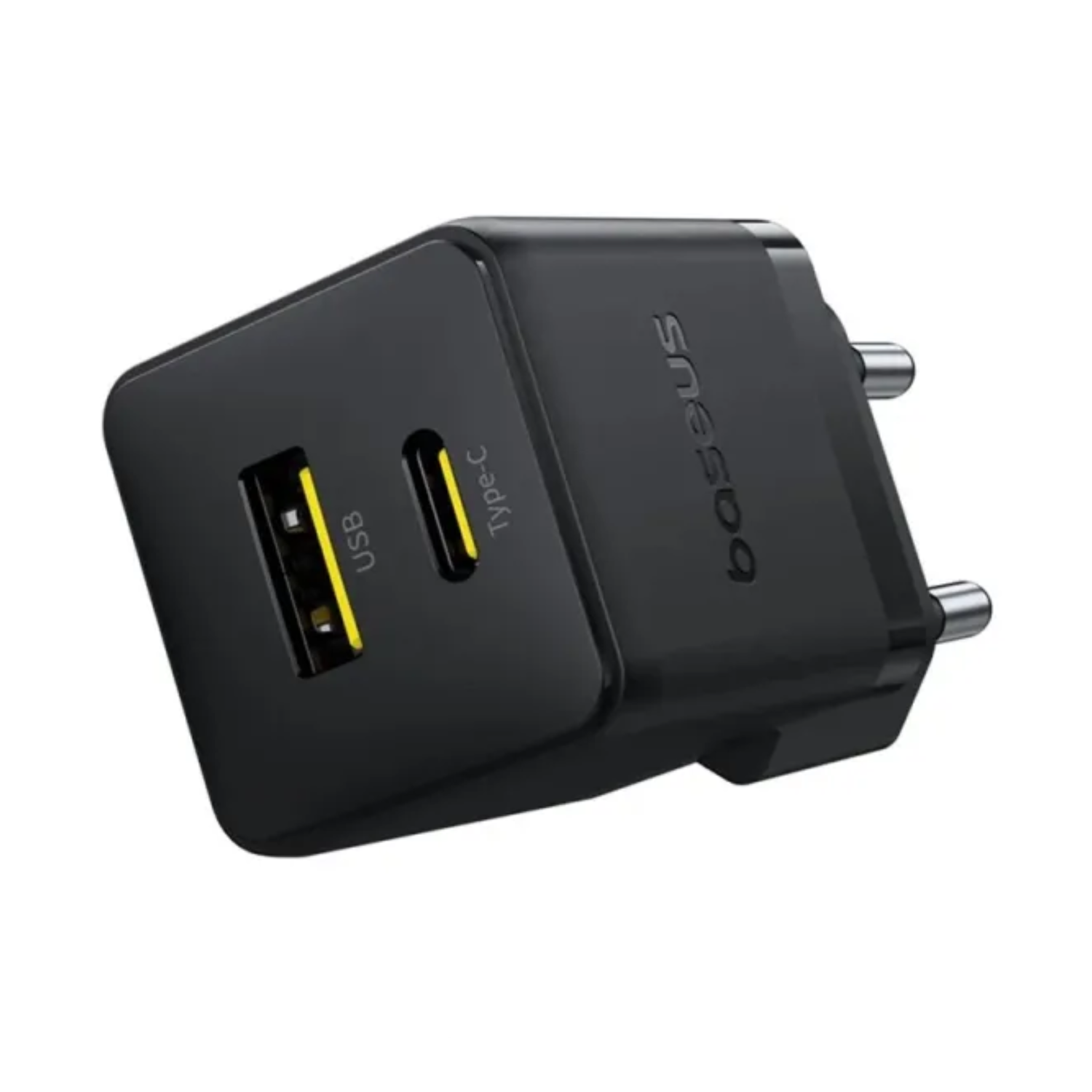 CARGADOR RÁPIDO BASEUS PALM CLUSTER USB Y TIPO C 20W + CABLE TIPO C A TIPO C EN COLOR NEGRO - 7