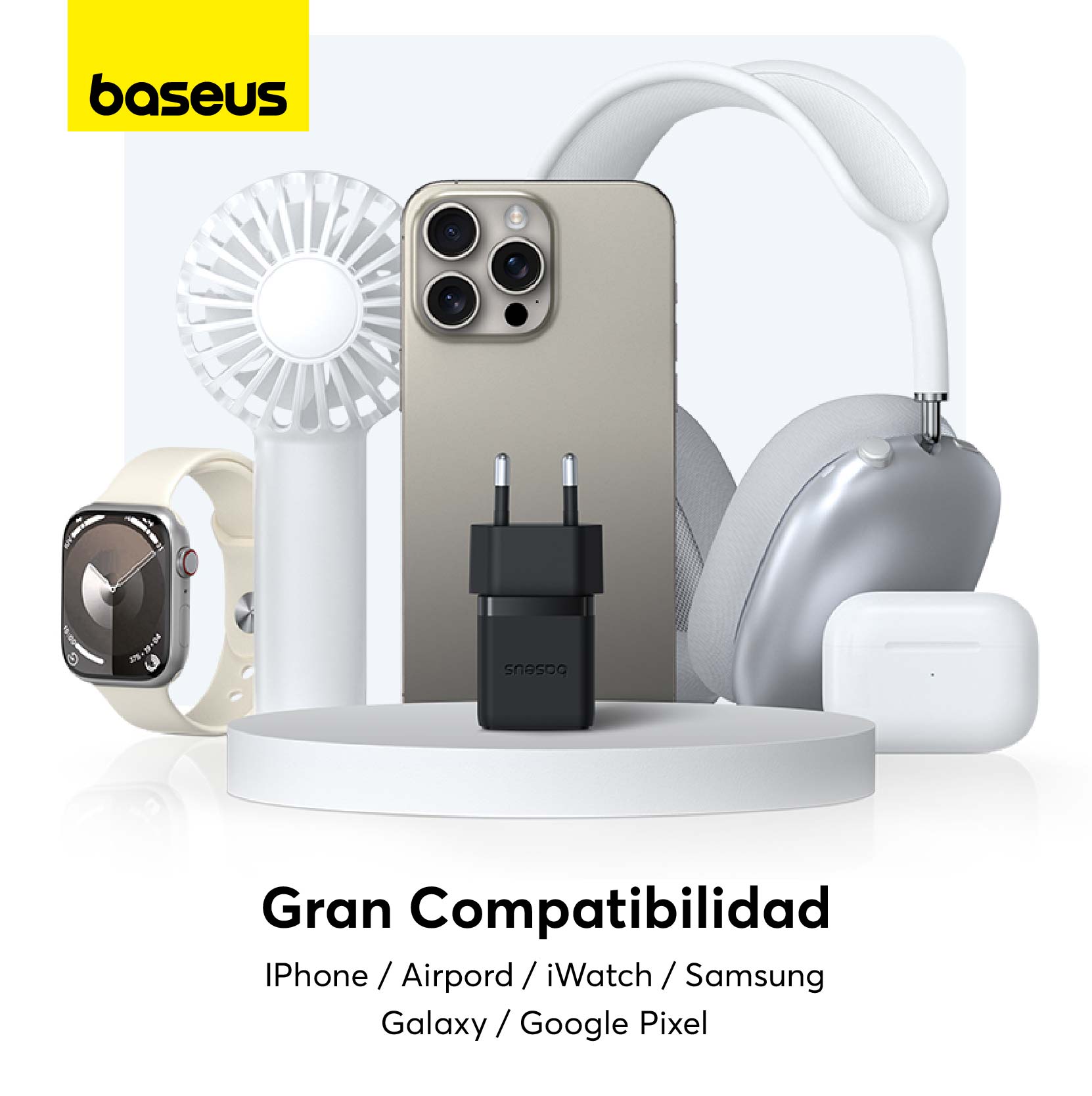CARGADOR RÁPIDO BASEUS PALM CLUSTER USB Y TIPO C 30W + CABLE USB C A USB C EN COLOR NEGRO - 6