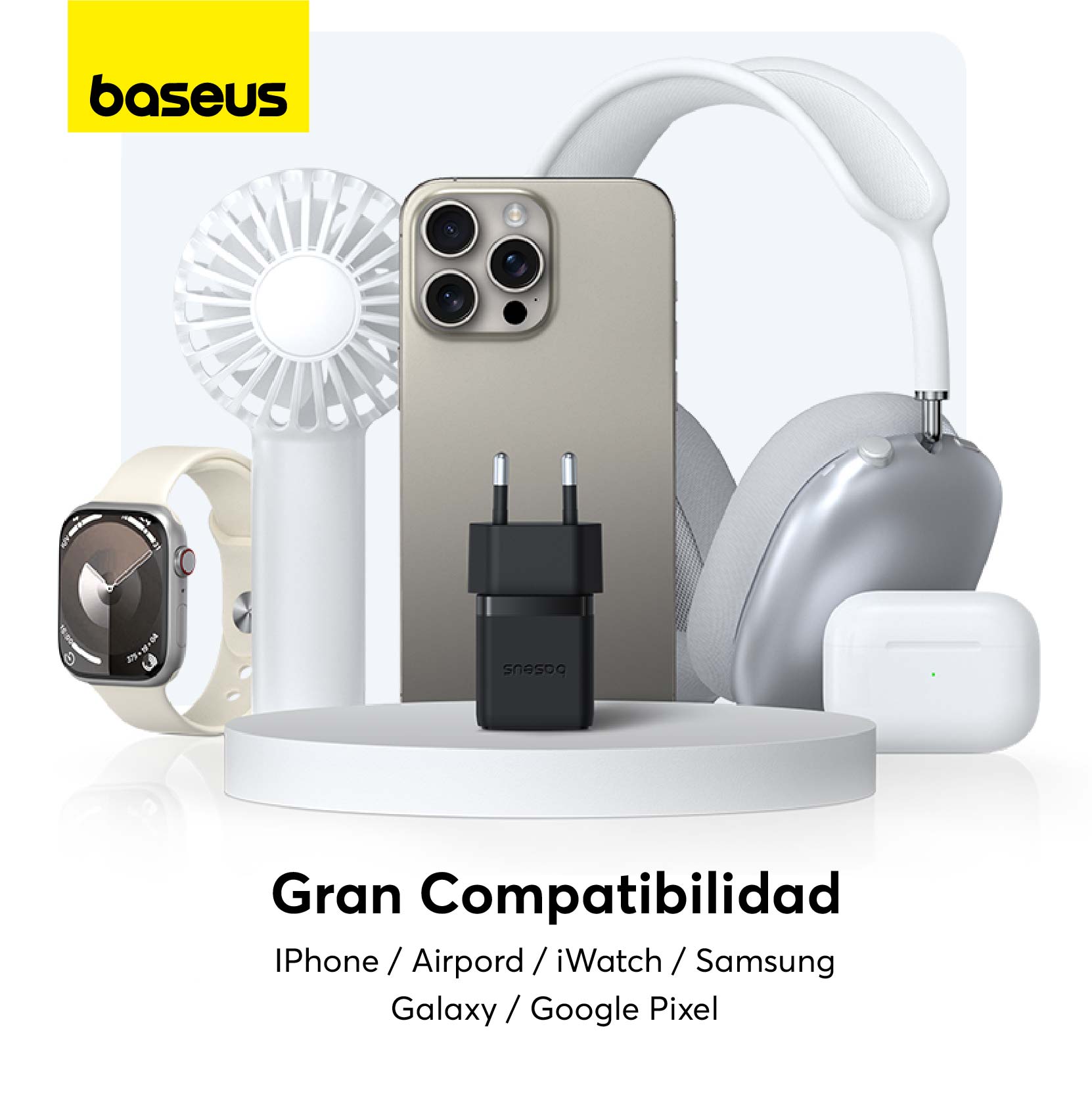 CARGADOR RÁPIDO BASEUS PALM CLUSTER USB Y TIPO C 20W EN COLOR NEGRO - 6