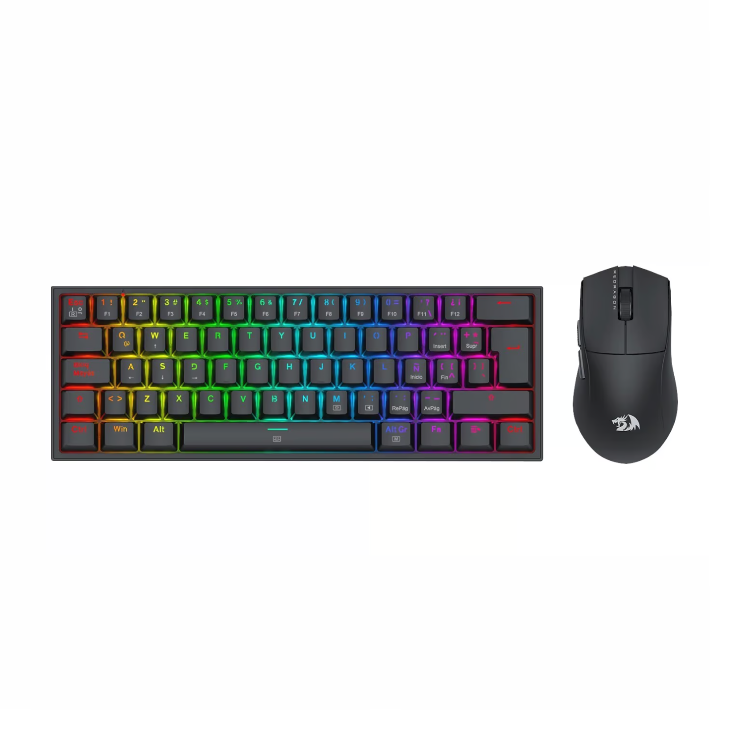 PACK GAMER REDRAGON S143: TECLADO K617 RGB Y MOUSE KING M724 EN COLOR NEGRO - 1