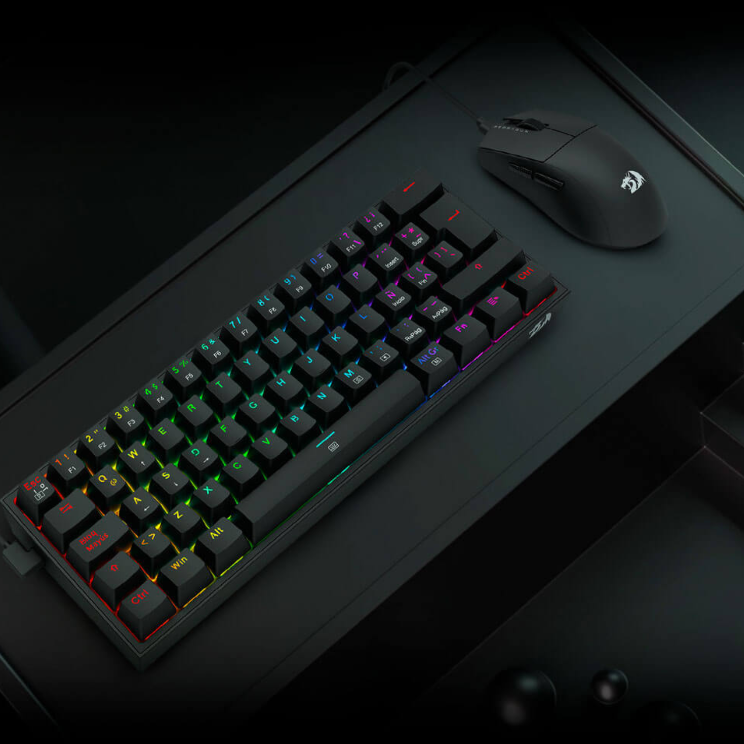 PACK GAMER REDRAGON S143: TECLADO K617 RGB Y MOUSE KING M724 EN COLOR NEGRO - 2