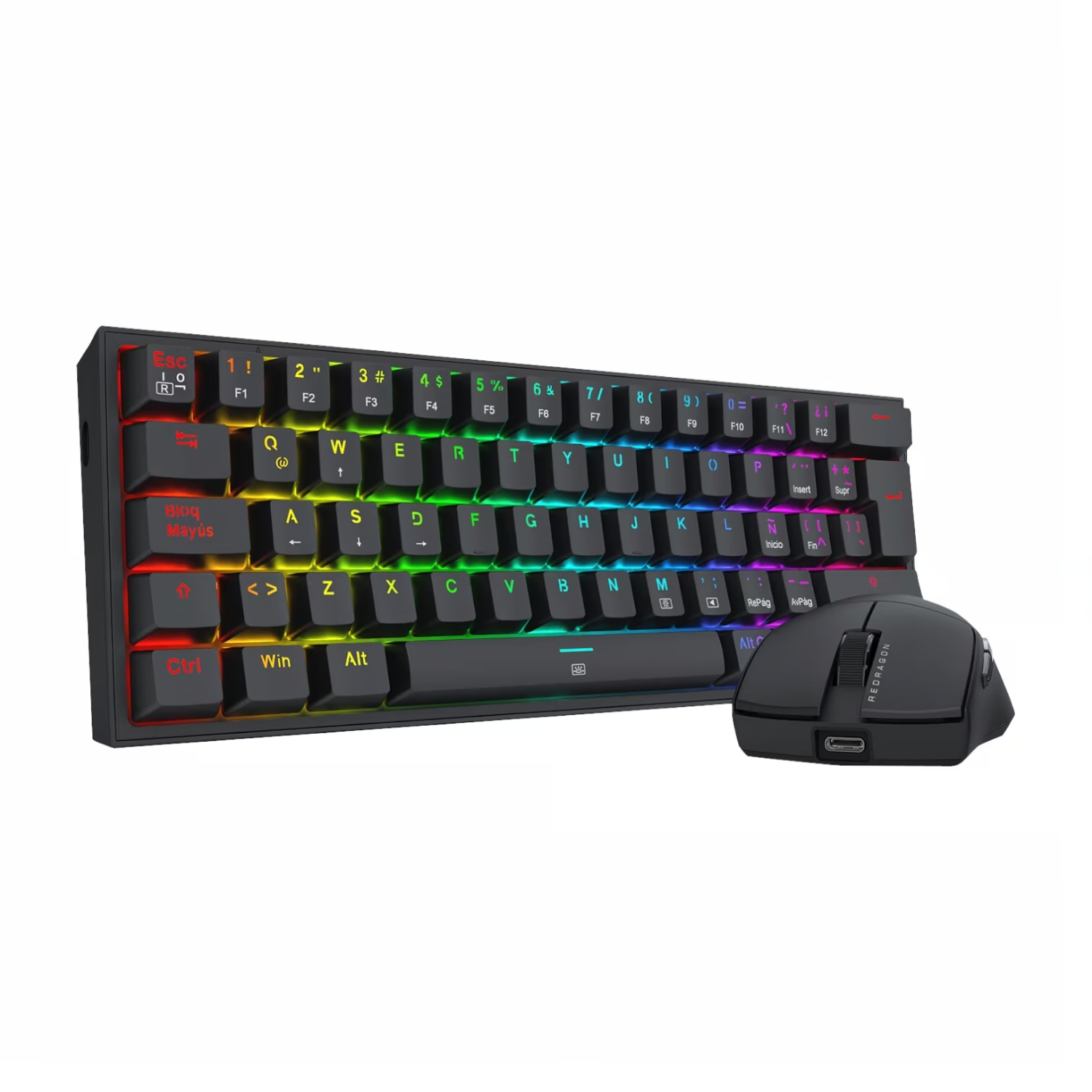 PACK GAMER REDRAGON S143: TECLADO K617 RGB Y MOUSE KING M724 EN COLOR NEGRO - 5